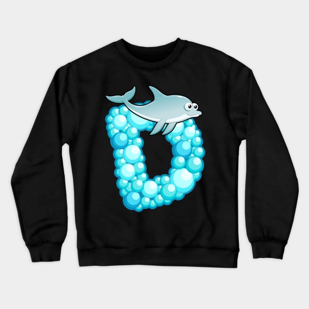 Letter D Fishy Bubbly Alphabet Crewneck Sweatshirt by PosterpartyCo